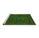 Sideview of Machine Washable Abstract Green Modern Area Rugs, wshabs1324grn