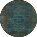 Round Abstract Light Blue Modern Rug, abs1324lblu