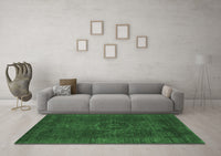 Machine Washable Abstract Emerald Green Modern Rug, wshabs1324emgrn