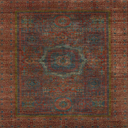 Square Machine Washable Abstract Saffron Red Rug, wshabs1324