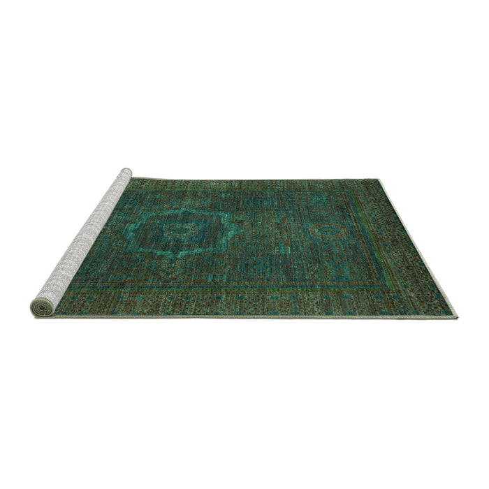 Sideview of Machine Washable Abstract Turquoise Modern Area Rugs, wshabs1324turq