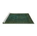 Sideview of Machine Washable Abstract Turquoise Modern Area Rugs, wshabs1324turq