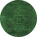 Round Abstract Emerald Green Modern Rug, abs1324emgrn