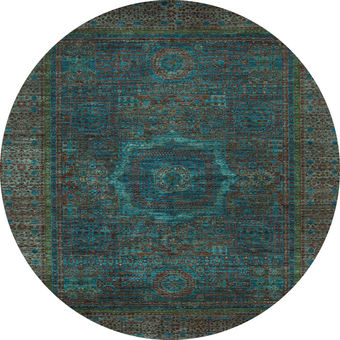 Round Machine Washable Abstract Light Blue Modern Rug, wshabs1324lblu