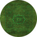 Round Machine Washable Abstract Green Modern Area Rugs, wshabs1324grn