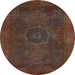 Round Machine Washable Abstract Saffron Red Rug, wshabs1324