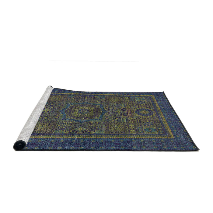 Sideview of Machine Washable Abstract Hazel Green Rug, wshabs1325