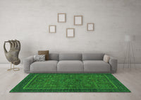 Machine Washable Abstract Green Modern Rug, wshabs1325grn