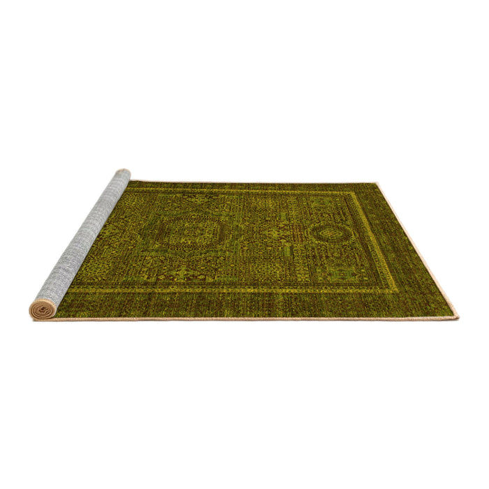 Sideview of Machine Washable Abstract Yellow Modern Rug, wshabs1325yw
