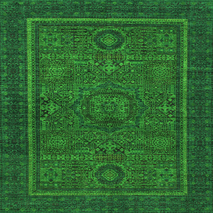 Square Machine Washable Abstract Green Modern Area Rugs, wshabs1325grn