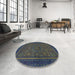 Round Abstract Hazel Green Modern Rug in a Office, abs1325