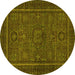 Round Abstract Yellow Modern Rug, abs1325yw