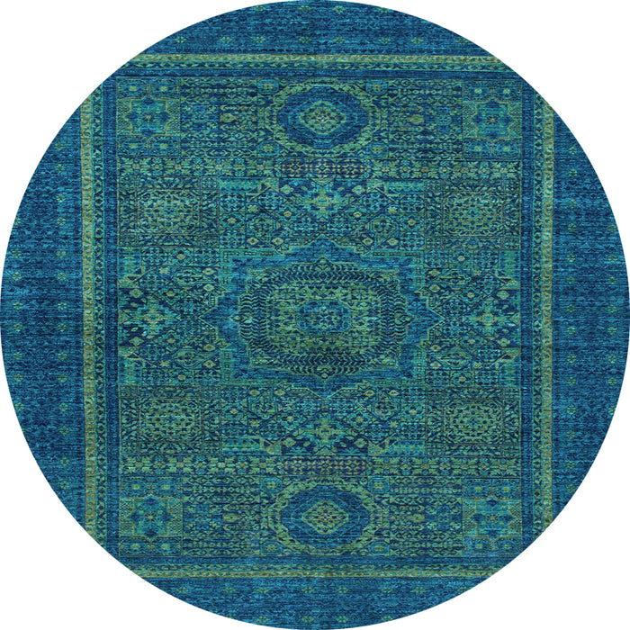 Round Abstract Light Blue Modern Rug, abs1325lblu