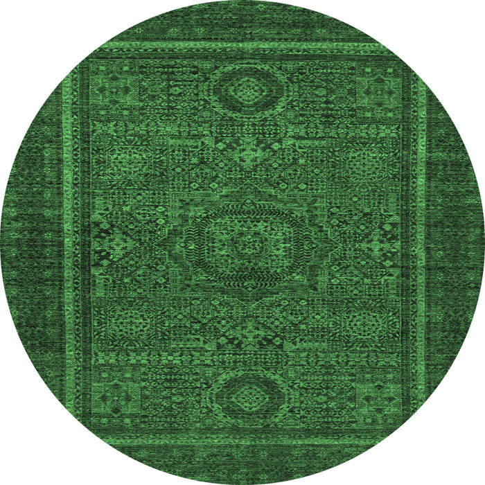 Round Abstract Emerald Green Modern Rug, abs1325emgrn
