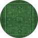 Round Abstract Emerald Green Modern Rug, abs1325emgrn