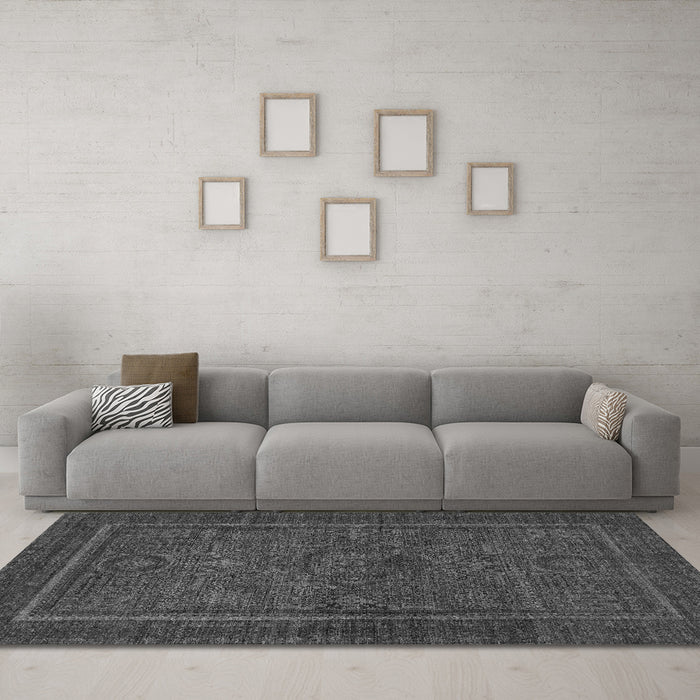 Machine Washable Abstract Gray Modern Rug in a Living Room,, wshabs1325gry