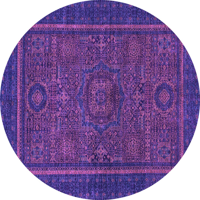 Round Machine Washable Abstract Purple Modern Area Rugs, wshabs1325pur