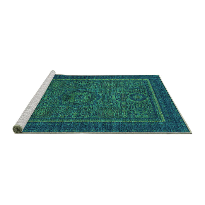 Sideview of Machine Washable Abstract Turquoise Modern Area Rugs, wshabs1325turq