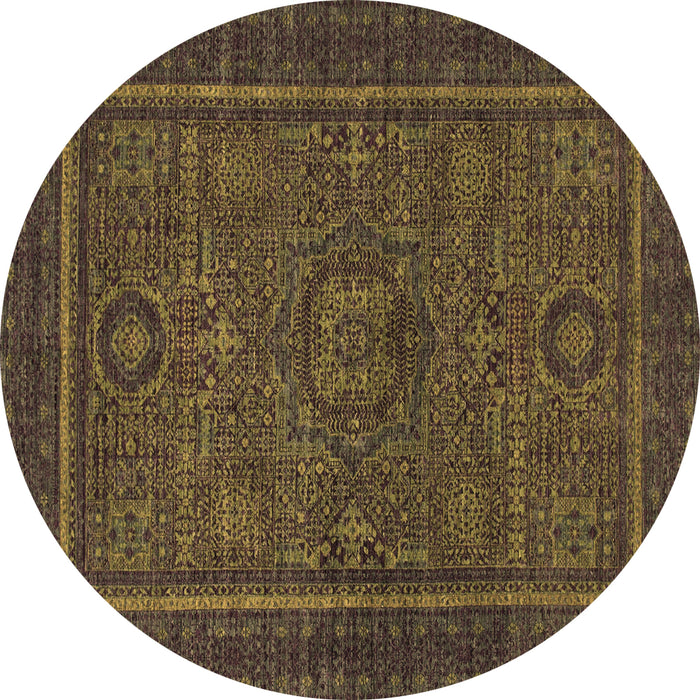 Round Abstract Brown Modern Rug, abs1325brn