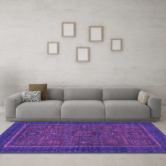 Machine Washable Abstract Purple Modern Area Rugs in a Living Room, wshabs1325pur
