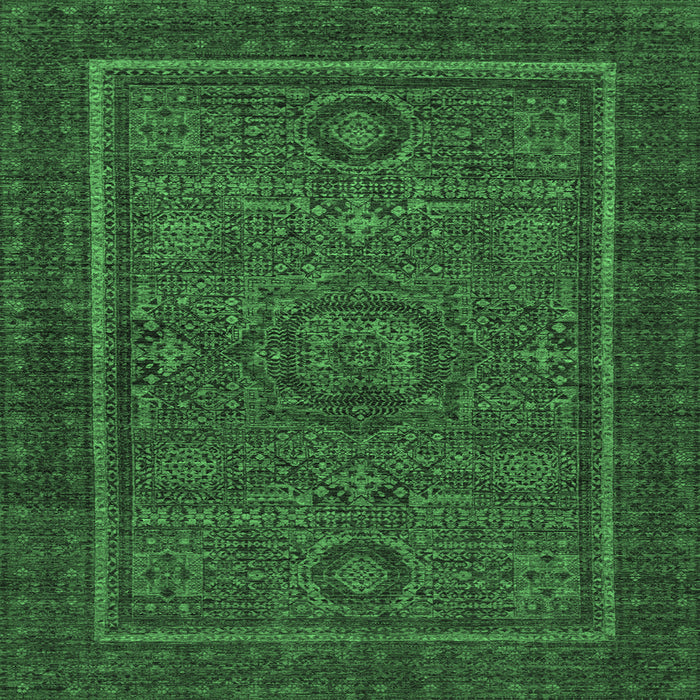Square Machine Washable Abstract Emerald Green Modern Area Rugs, wshabs1325emgrn
