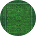 Round Machine Washable Abstract Green Modern Area Rugs, wshabs1325grn