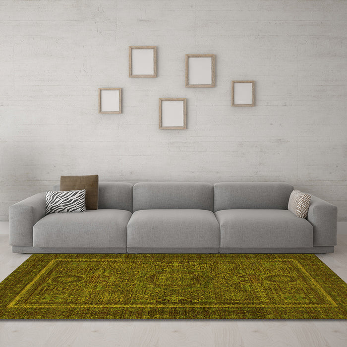 Machine Washable Abstract Yellow Modern Rug in a Living Room, wshabs1325yw