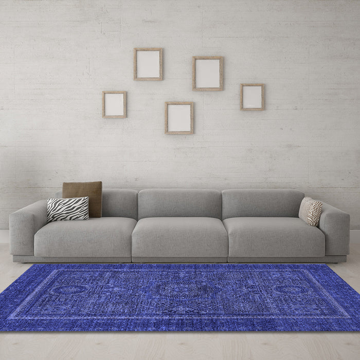 Machine Washable Abstract Blue Modern Rug in a Living Room, wshabs1325blu