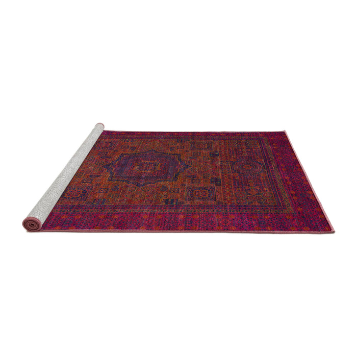 Sideview of Machine Washable Abstract Brown Red Rug, wshabs1326