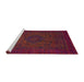 Sideview of Machine Washable Abstract Brown Red Rug, wshabs1326