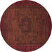 Round Abstract Brown Modern Rug, abs1326brn