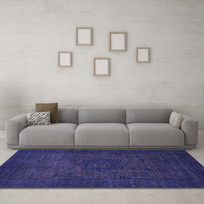 Machine Washable Abstract Blue Modern Rug in a Living Room, wshabs1326blu