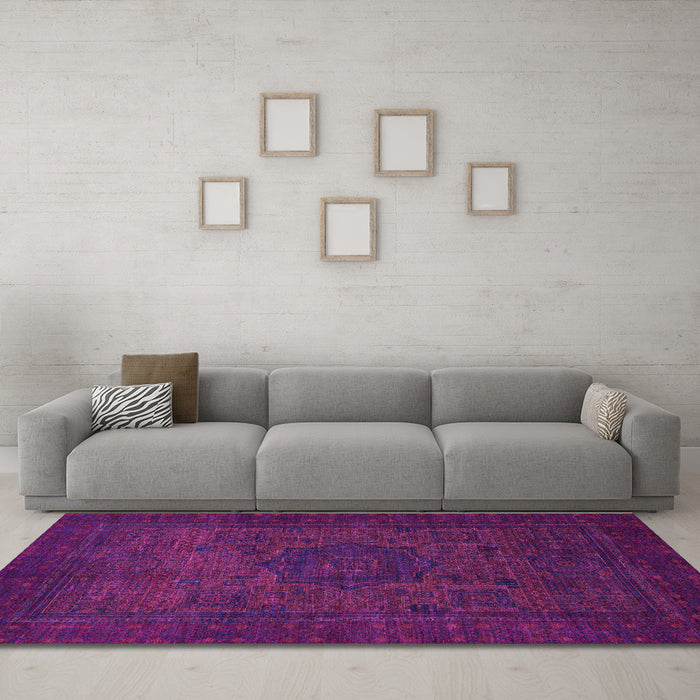 Machine Washable Abstract Purple Modern Area Rugs in a Living Room, wshabs1326pur