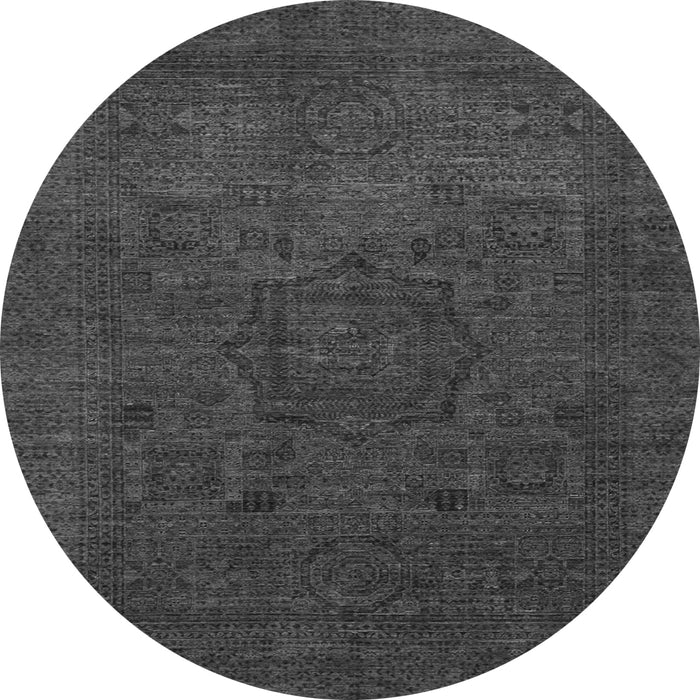Round Machine Washable Abstract Gray Modern Rug, wshabs1326gry