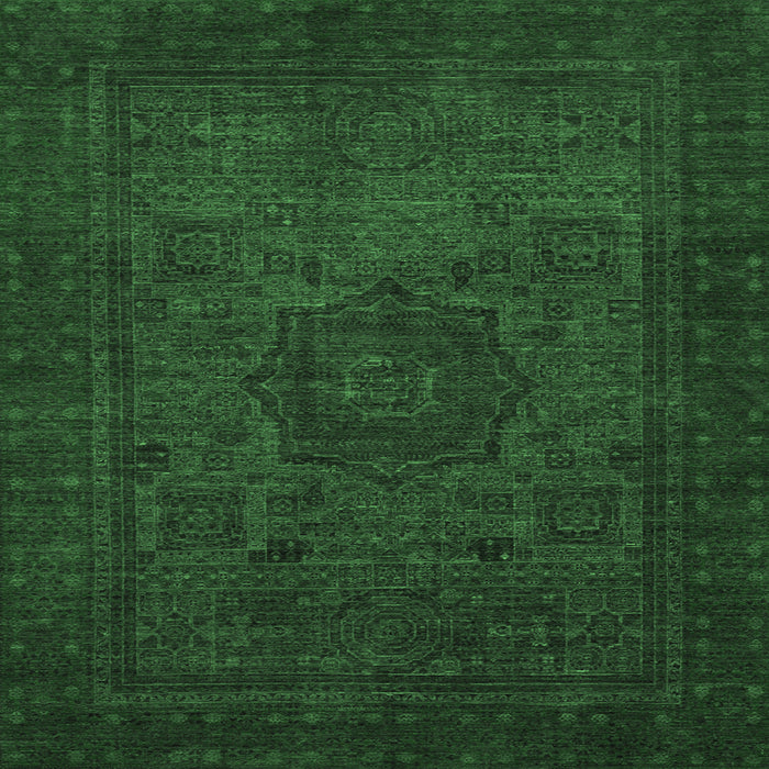 Square Machine Washable Abstract Emerald Green Modern Area Rugs, wshabs1326emgrn