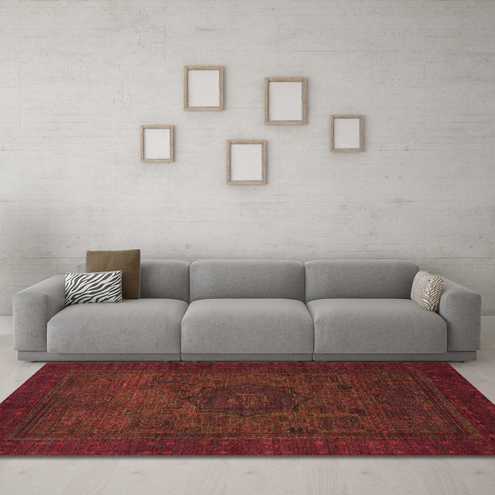 Machine Washable Abstract Brown Modern Rug in a Living Room,, wshabs1326brn