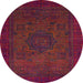 Round Machine Washable Abstract Brown Red Rug, wshabs1326