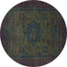 Round Abstract Turquoise Modern Rug, abs1326turq