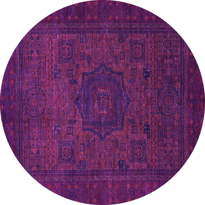 Round Machine Washable Abstract Purple Modern Area Rugs, wshabs1326pur