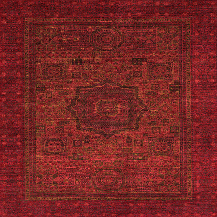 Square Machine Washable Abstract Orange Modern Area Rugs, wshabs1326org