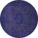 Round Abstract Blue Modern Rug, abs1326blu