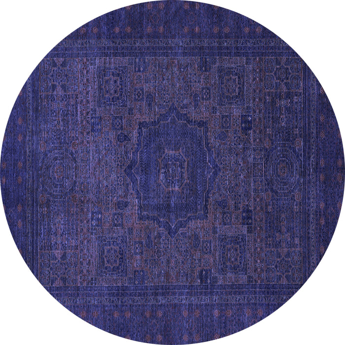 Round Machine Washable Abstract Blue Modern Rug, wshabs1326blu