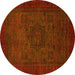 Round Abstract Yellow Modern Rug, abs1326yw