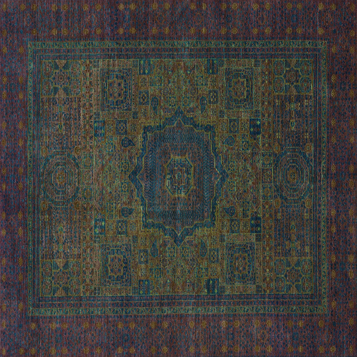 Square Machine Washable Abstract Turquoise Modern Area Rugs, wshabs1326turq