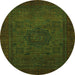 Round Abstract Green Modern Rug, abs1326grn