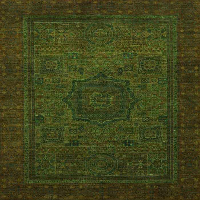 Square Machine Washable Abstract Green Modern Area Rugs, wshabs1326grn