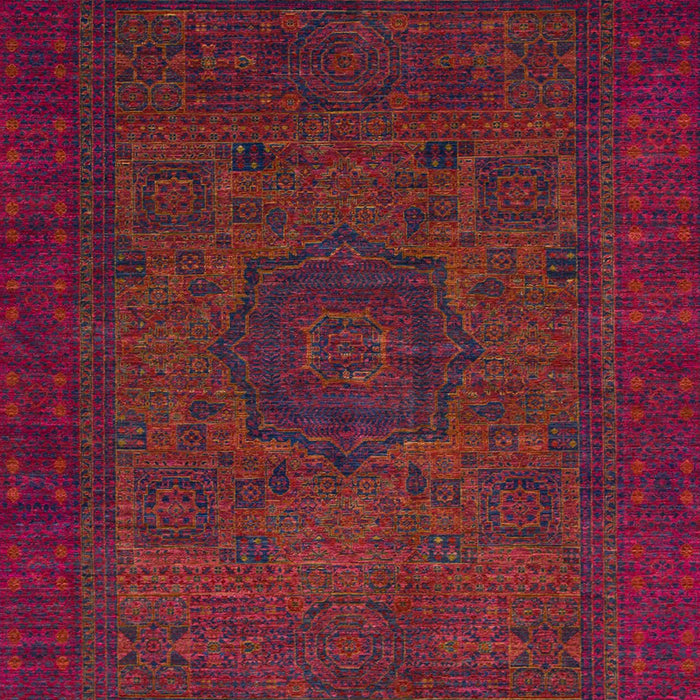 Machine Washable Abstract Brown Red Rug, wshabs1326