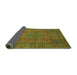 Sideview of Abstract Dark Yellow Green Modern Rug, abs1327