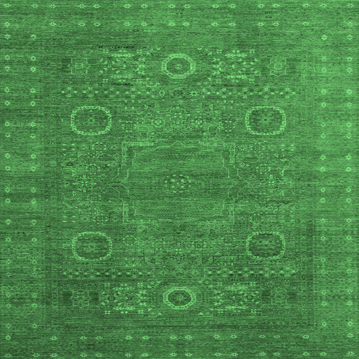 Square Machine Washable Abstract Emerald Green Modern Area Rugs, wshabs1327emgrn