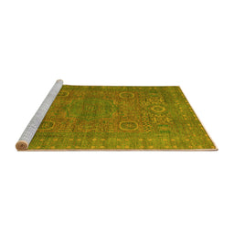 Sideview of Machine Washable Abstract Yellow Modern Rug, wshabs1327yw